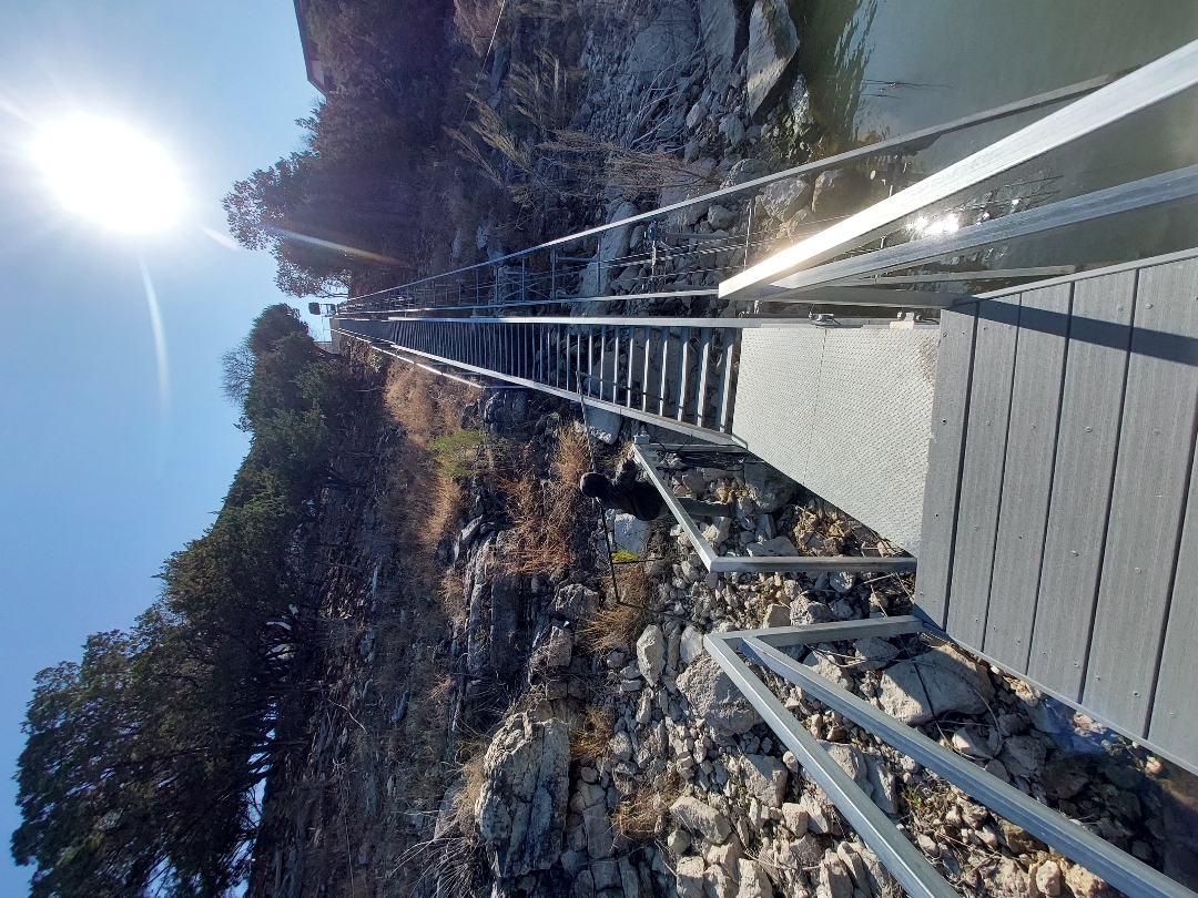 Custom lakefront stairs and tram system built by Spillar Lakefront Services